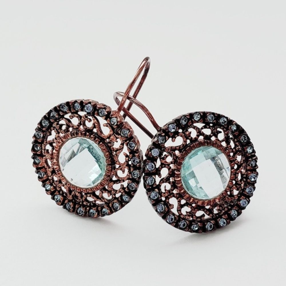 Vintage Sterling Silver Blue Quartz Earrings